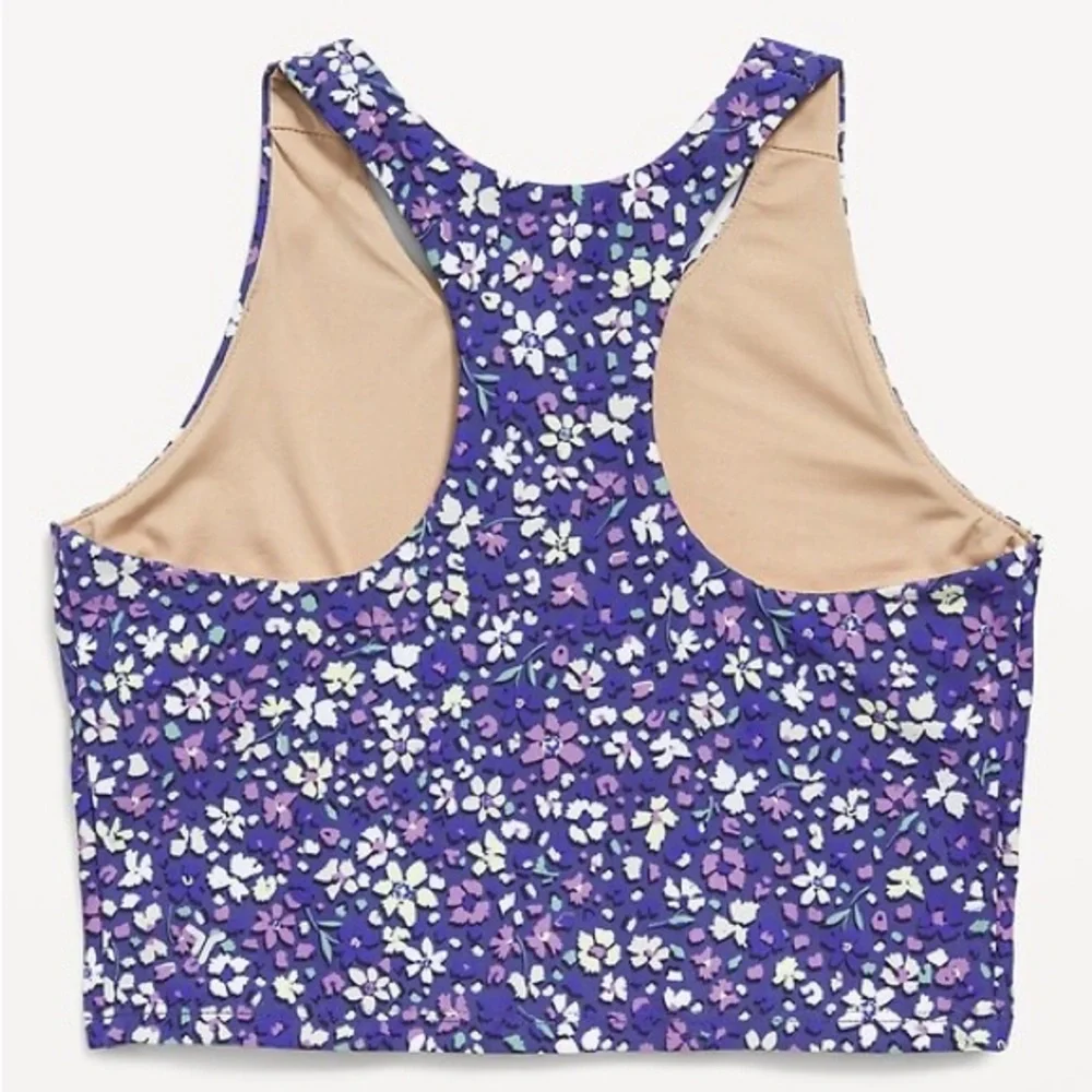 Old Navy Blue and Purple Floral Tank and Leggings Active Set EUC